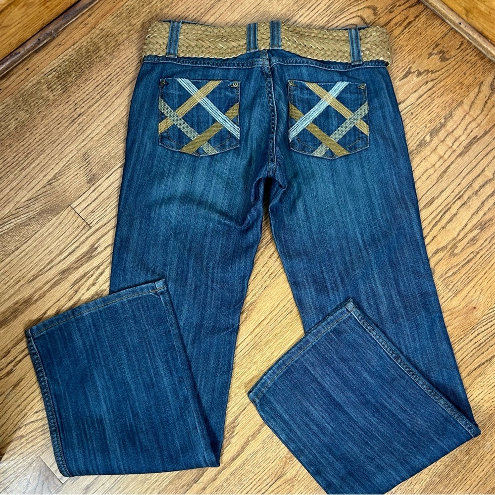 Vigoss | Indigo Boot Cut Low Rise Denim Jeans With Braided Belt NWT Size 32